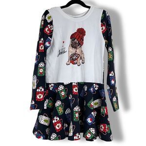 BackyardBaby Handmade Christmas Pug Hot Chocolate Twirl Skater Tunic Top size 12